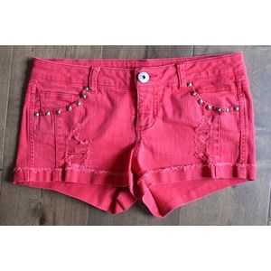 Red Studded Shorts